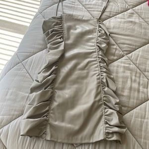 Zara Beige leather mini dress ruching side detail